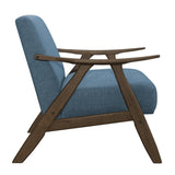 Damala Blue Solid Rubber Wood Textured Fabric Polyester Upholstery Accent Chair - Ella Furniture