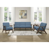 Damala Blue Solid Rubber Wood Textured Fabric Polyester Upholstery Accent Chair - Ella Furniture
