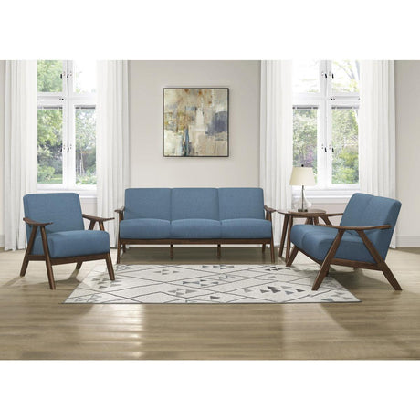 Damala Blue Solid Rubber Wood Textured Fabric Polyester Upholstery Accent Chair - Ella Furniture