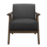 Damala Dark Gray Solid Rubber Wood Textured Fabric Polyester Upholstery Accent Chair - Ella Furniture