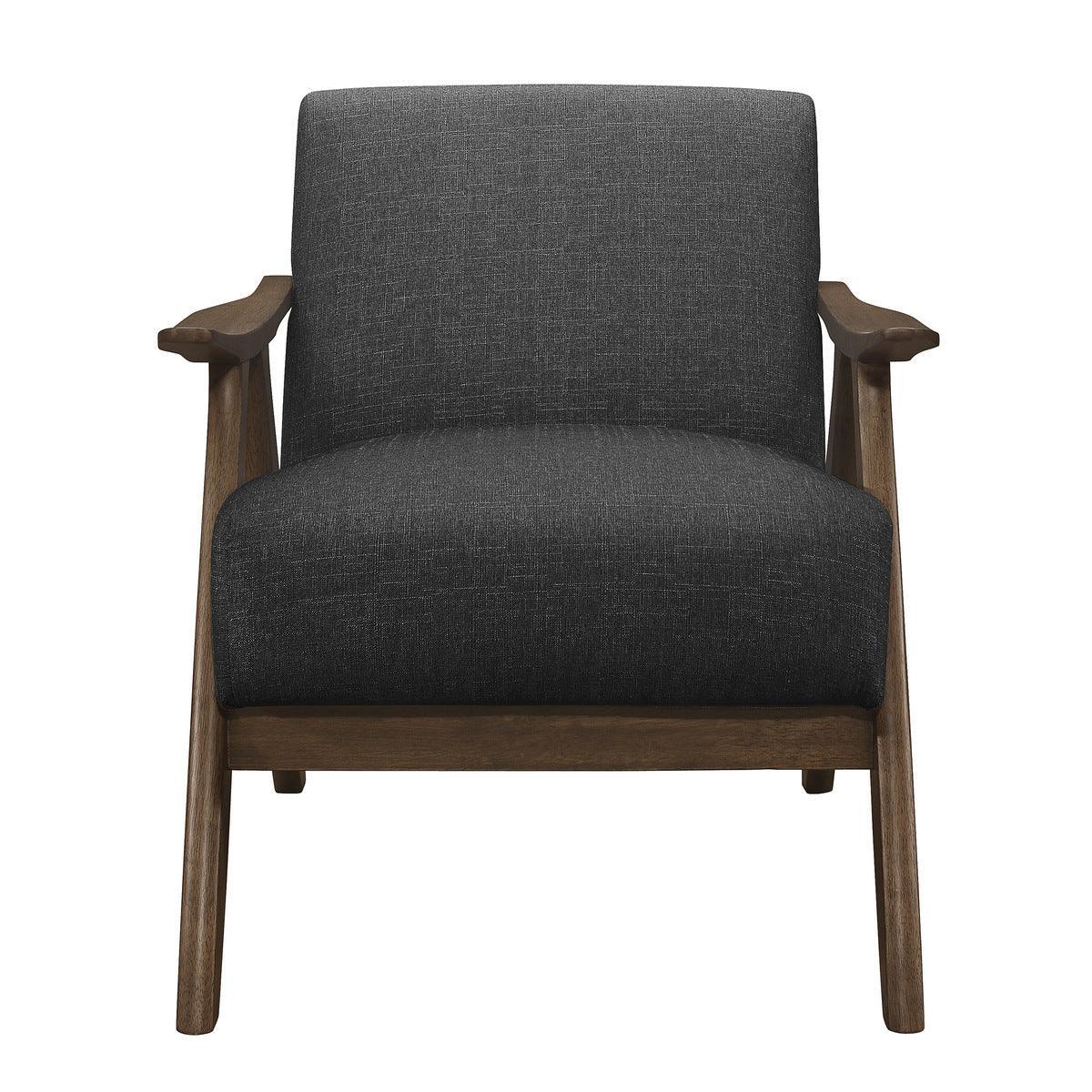Damala Dark Gray Solid Rubber Wood Textured Fabric Polyester Upholstery Accent Chair - Ella Furniture