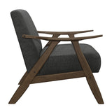 Damala Dark Gray Solid Rubber Wood Textured Fabric Polyester Upholstery Accent Chair - Ella Furniture