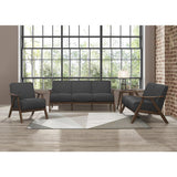 Damala Dark Gray Solid Rubber Wood Textured Fabric Polyester Upholstery Accent Chair - Ella Furniture