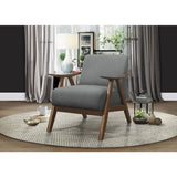 Damala Gray Solid Rubber Wood Textured Fabric Polyester Upholstery Accent Chair - Ella Furniture