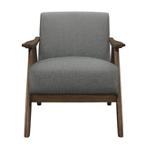 Damala Gray Solid Rubber Wood Textured Fabric Polyester Upholstery Accent Chair - Ella Furniture