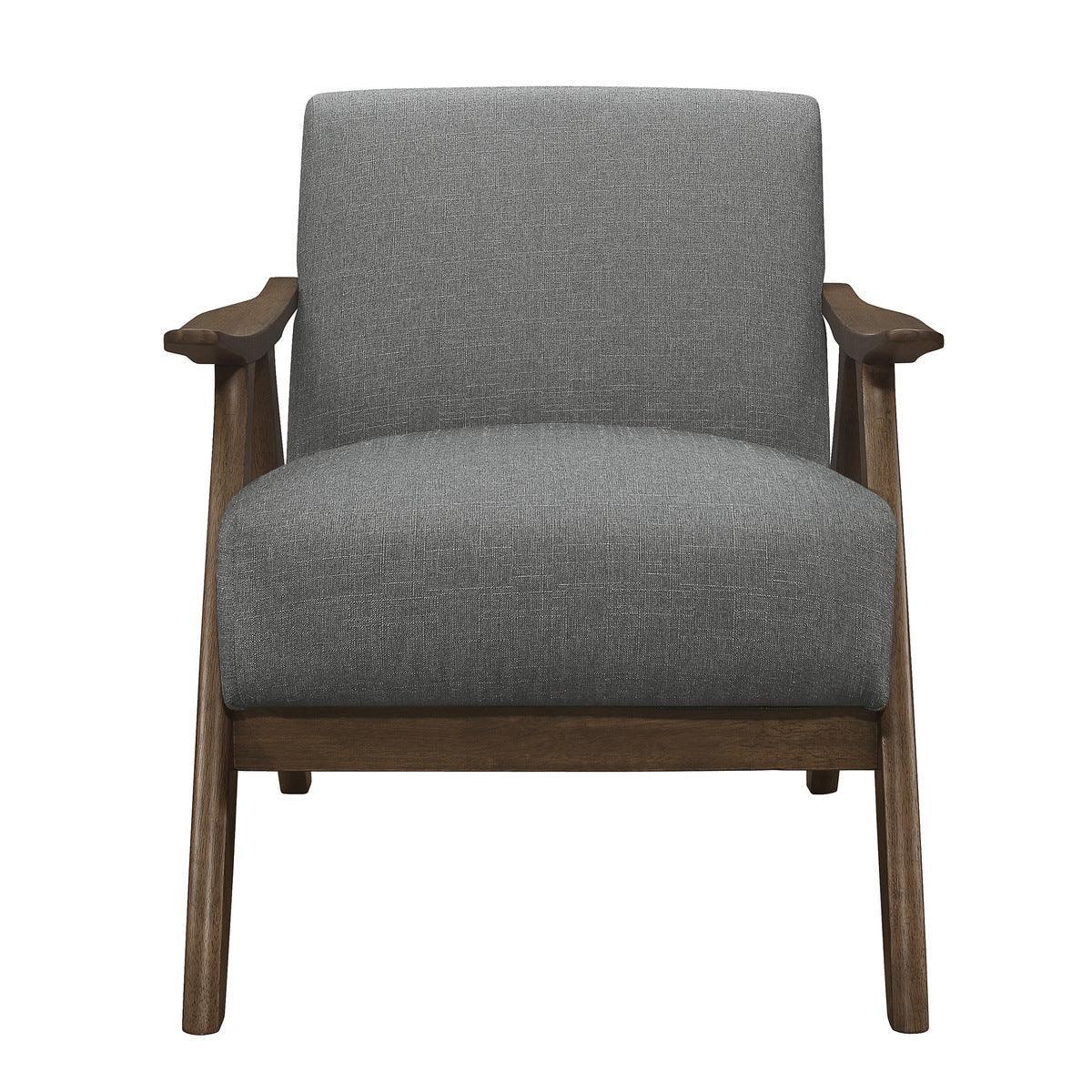 Damala Gray Solid Rubber Wood Textured Fabric Polyester Upholstery Accent Chair - Ella Furniture