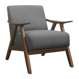 Damala Gray Solid Rubber Wood Textured Fabric Polyester Upholstery Accent Chair - Ella Furniture