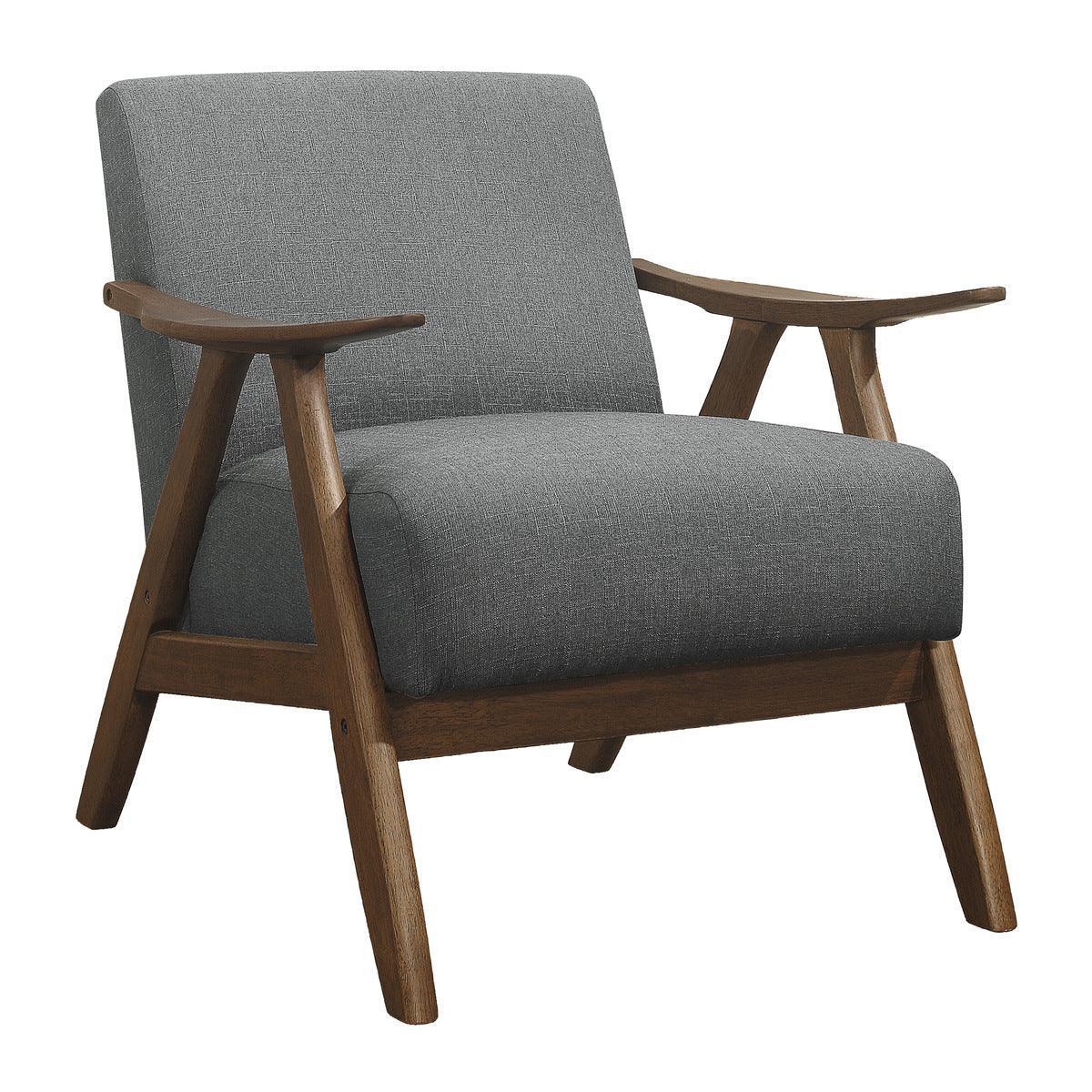 Damala Gray Solid Rubber Wood Textured Fabric Polyester Upholstery Accent Chair - Ella Furniture