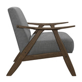 Damala Gray Solid Rubber Wood Textured Fabric Polyester Upholstery Accent Chair - Ella Furniture
