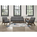 Damala Gray Solid Rubber Wood Textured Fabric Polyester Upholstery Accent Chair - Ella Furniture