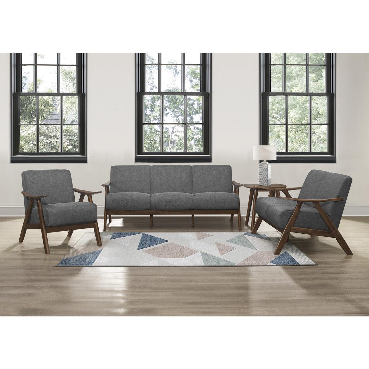 Damala Gray Solid Rubber Wood Textured Fabric Polyester Upholstery Accent Chair - Ella Furniture