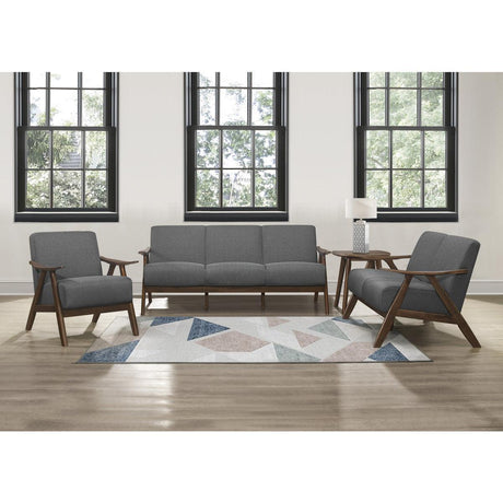 Damala Gray Solid Rubber Wood Textured Fabric Polyester Upholstery Accent Chair - Ella Furniture