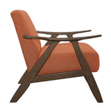 Damala Orange Solid Rubber Wood Textured Fabric Polyester Upholstery Accent Chair - Ella Furniture