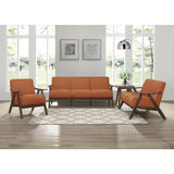 Damala Orange Solid Rubber Wood Textured Fabric Polyester Upholstery Accent Chair - Ella Furniture