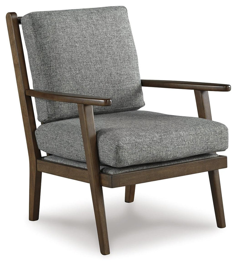 Zardoni Charcoal Chenille Accent Chair - Ella Furniture