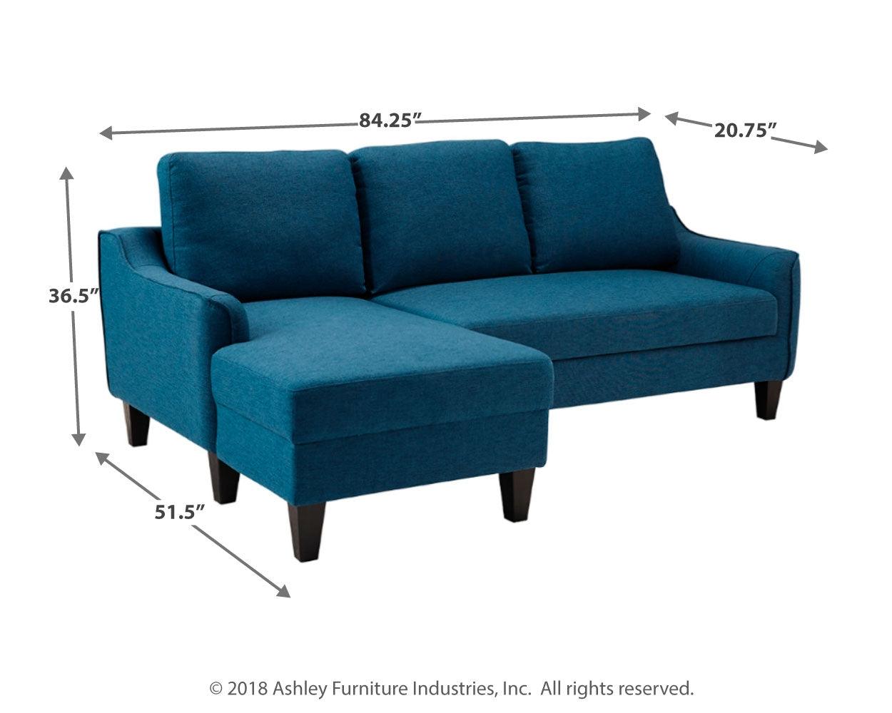 Jarreau Blue Microfiber Sofa Chaise Sleeper - Ella Furniture