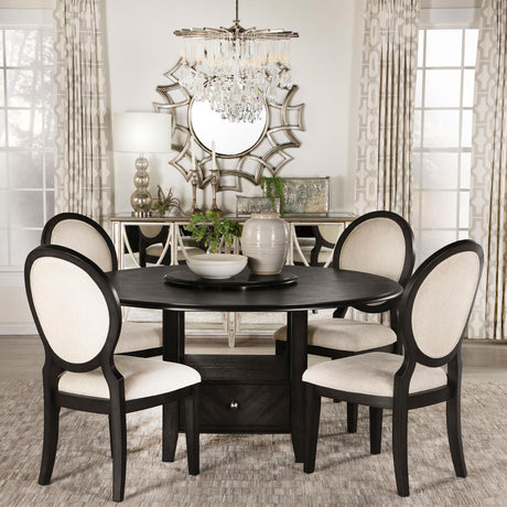 Twyla Dark Cocoa Circular Dining Room Set - Ella Furniture