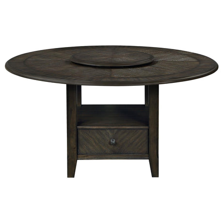 Twyla Dark Cocoa Circular Dining Room Set - Ella Furniture