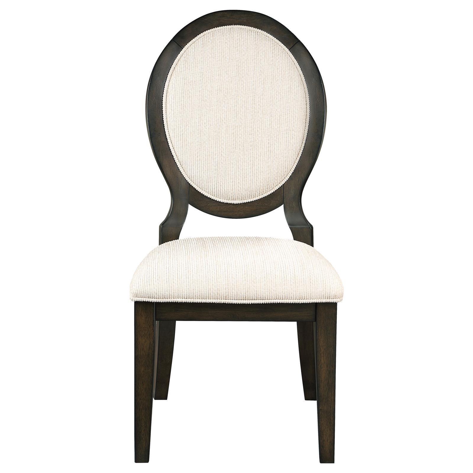 Twyla Upholstered Dining Chairs With Oval Back (Set Of 2) Cream And Dark Cocoa - Ella Furniture