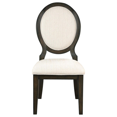 Twyla Upholstered Dining Chairs With Oval Back (Set Of 2) Cream And Dark Cocoa - Ella Furniture