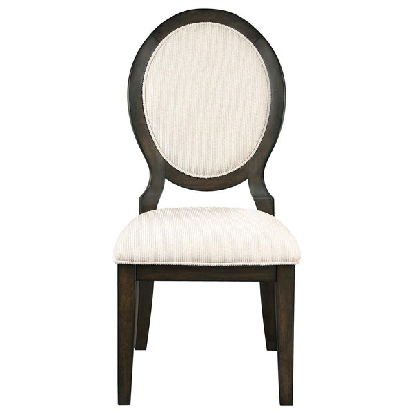 Twyla Upholstered Dining Chairs With Oval Back (Set Of 2) Cream And Dark Cocoa - Ella Furniture