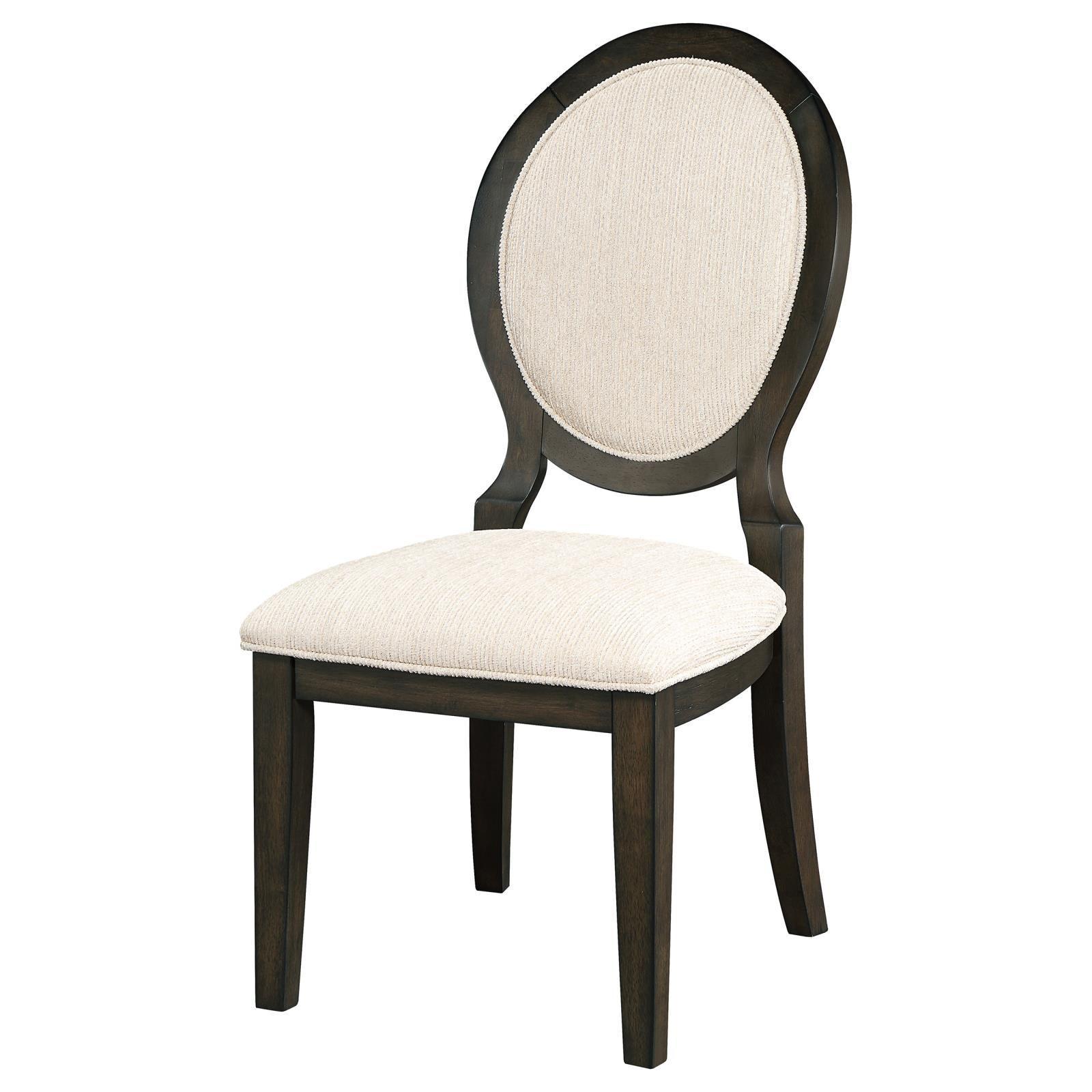 Twyla Upholstered Dining Chairs With Oval Back (Set Of 2) Cream And Dark Cocoa - Ella Furniture