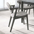 Stevie Upholstered Side Chairs (Set Of 2) With Demi Arm Brown Grey And Black - Ella Furniture