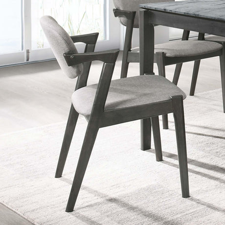 Stevie Upholstered Side Chairs (Set Of 2) With Demi Arm Brown Grey And Black - Ella Furniture