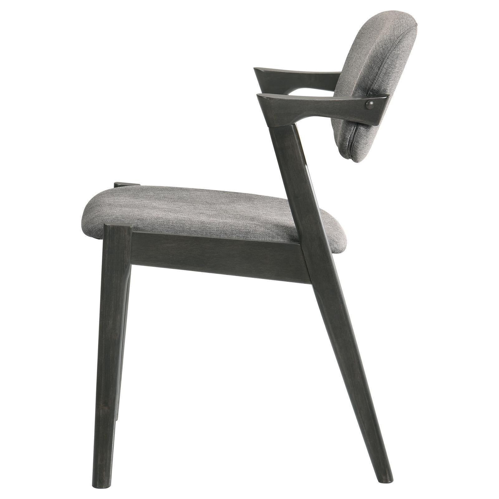 Stevie Upholstered Side Chairs (Set Of 2) With Demi Arm Brown Grey And Black - Ella Furniture