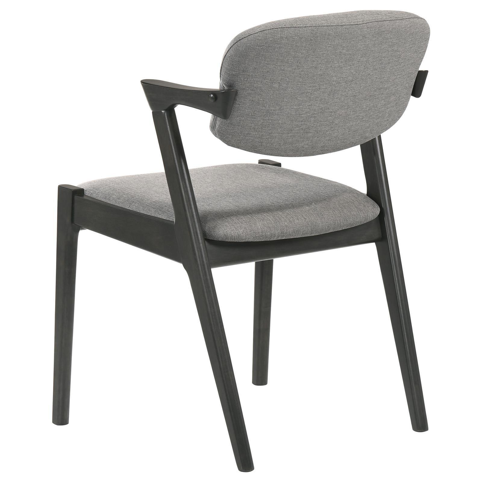 Stevie Upholstered Side Chairs (Set Of 2) With Demi Arm Brown Grey And Black - Ella Furniture