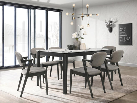 Stevie Upholstered Side Chairs (Set Of 2) With Demi Arm Brown Grey And Black - Ella Furniture