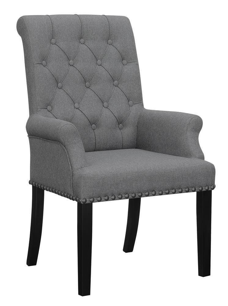 Alana Upholstered Tufted Arm Chair With Nailhead Trim - Ella Furniture