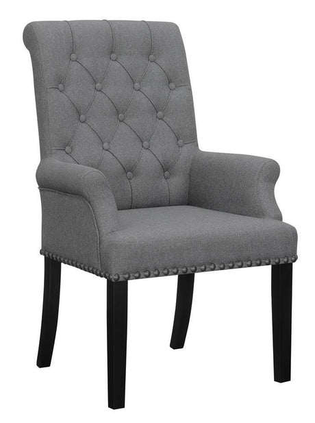 Alana Upholstered Tufted Arm Chair With Nailhead Trim - Ella Furniture