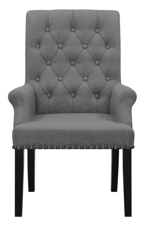Alana Upholstered Tufted Arm Chair With Nailhead Trim - Ella Furniture