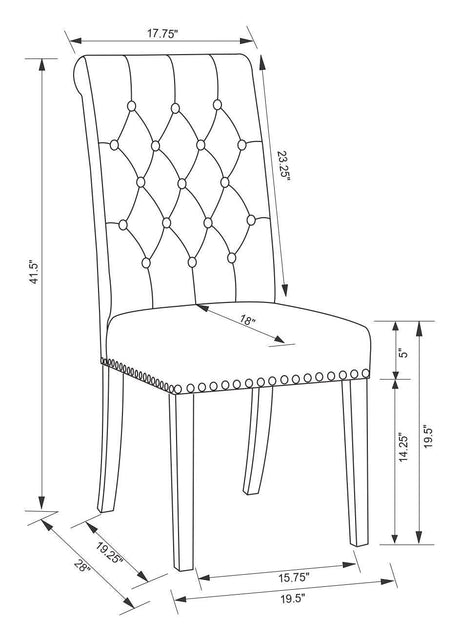 Alana Upholstered Tufted Side Chairs With Nailhead Trim (Set Of 2) 115172 - Ella Furniture