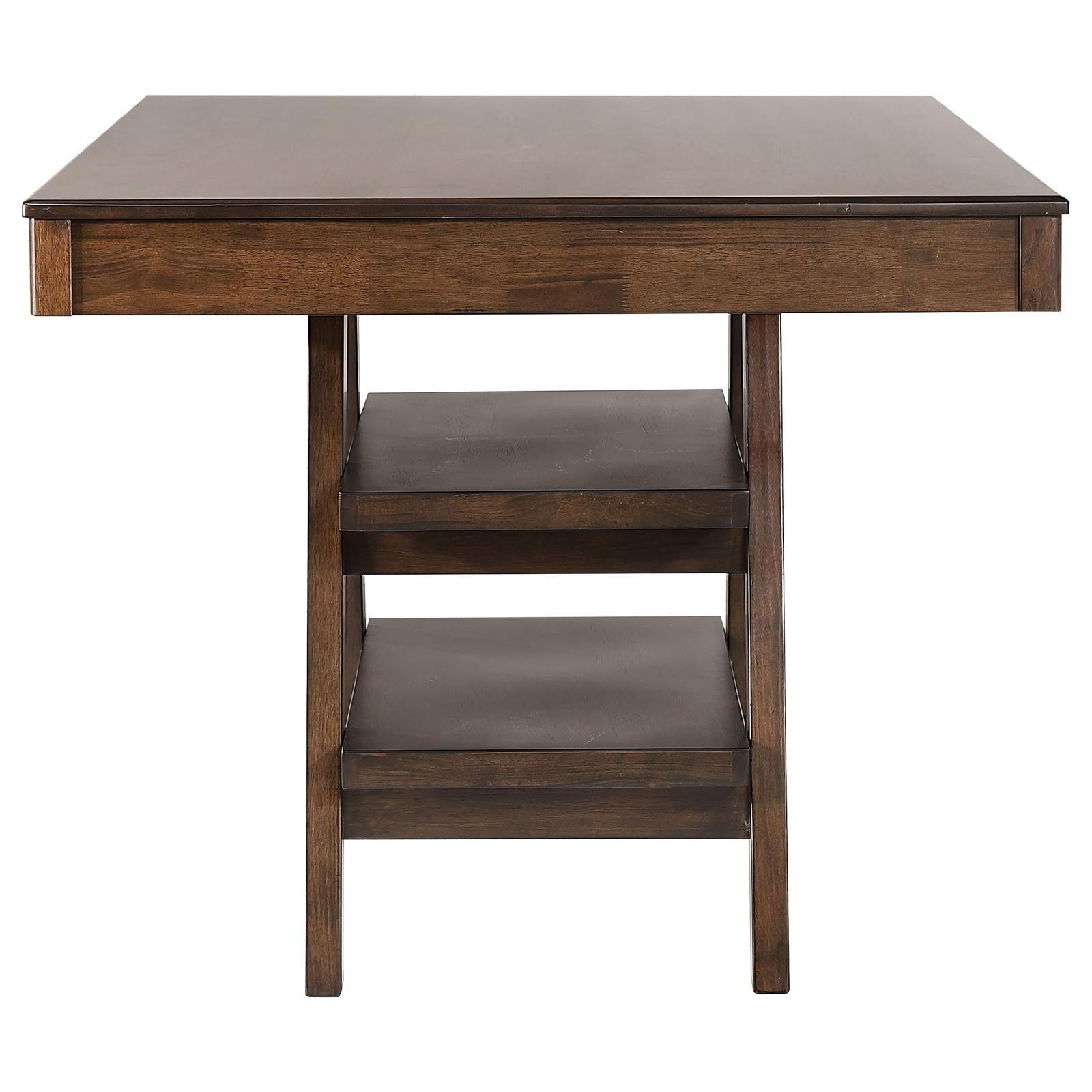 Dewey 2-Drawer Counter Height Table With Open Shelves Walnut - Ella Furniture