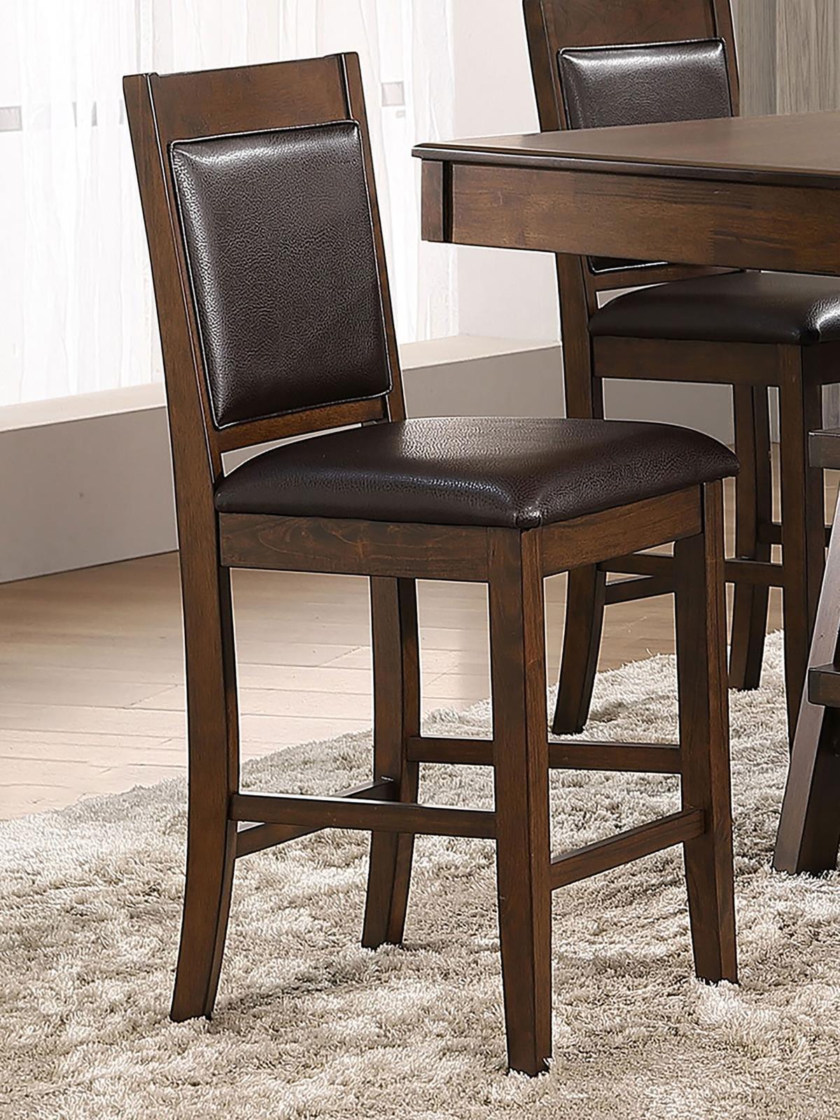 Dewey Upholstered Counter Height Chairs With Footrest (Set Of 2) Brown And Walnut - Ella Furniture