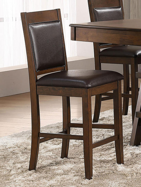 Dewey Upholstered Counter Height Chairs With Footrest (Set Of 2) Brown And Walnut - Ella Furniture