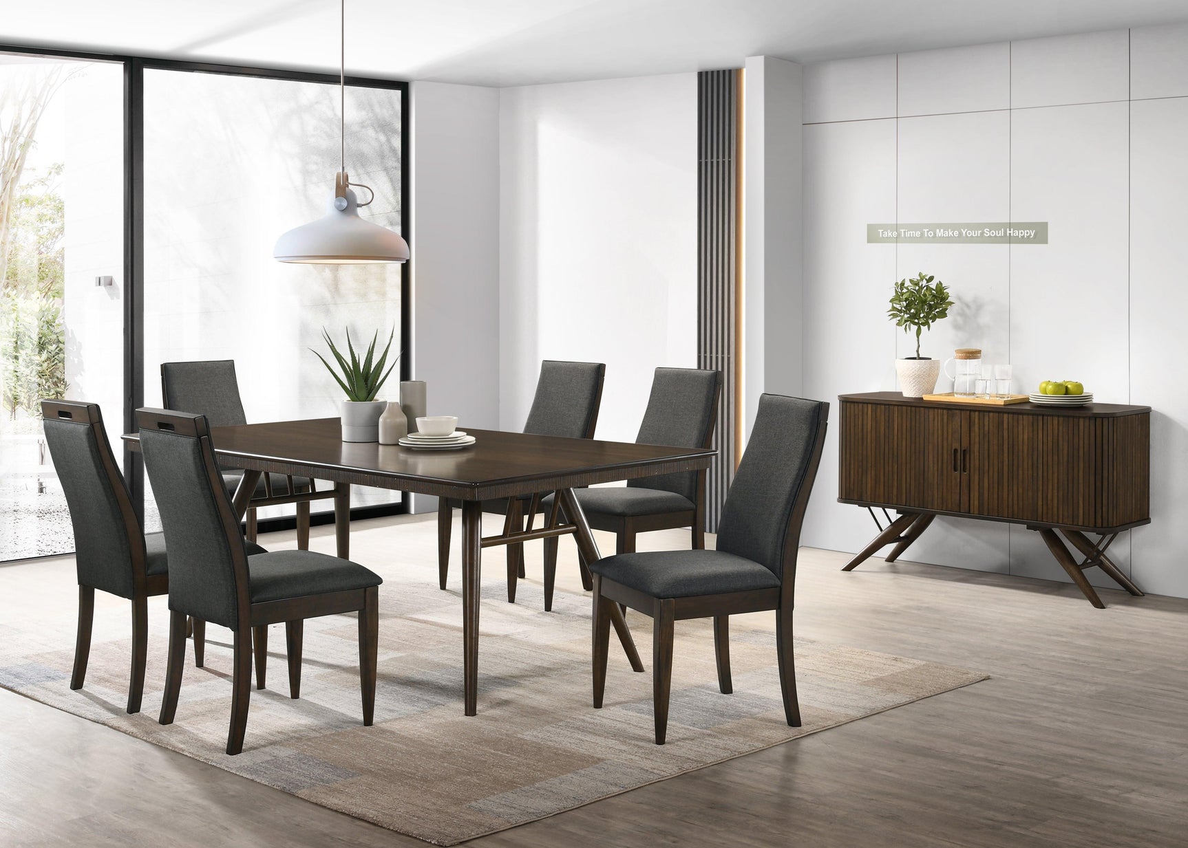 Wes Rectangular Dining Table Dark Walnut - Ella Furniture