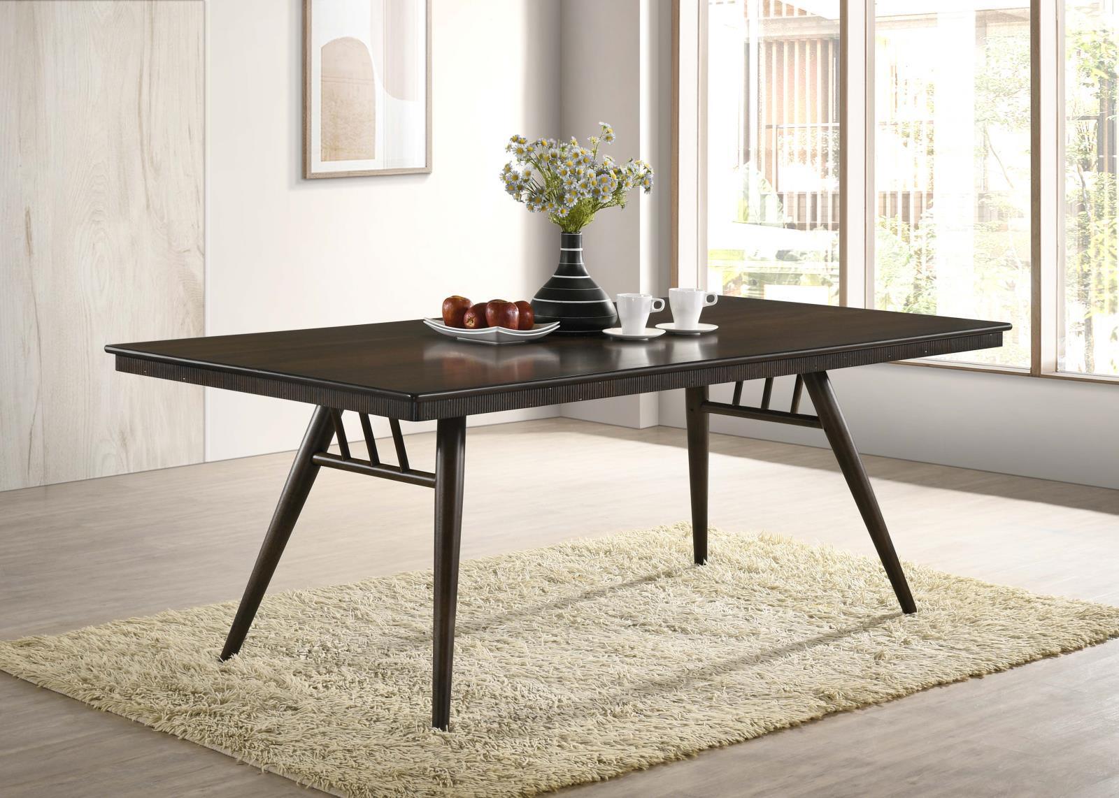 Wes Rectangular Dining Table Dark Walnut - Ella Furniture