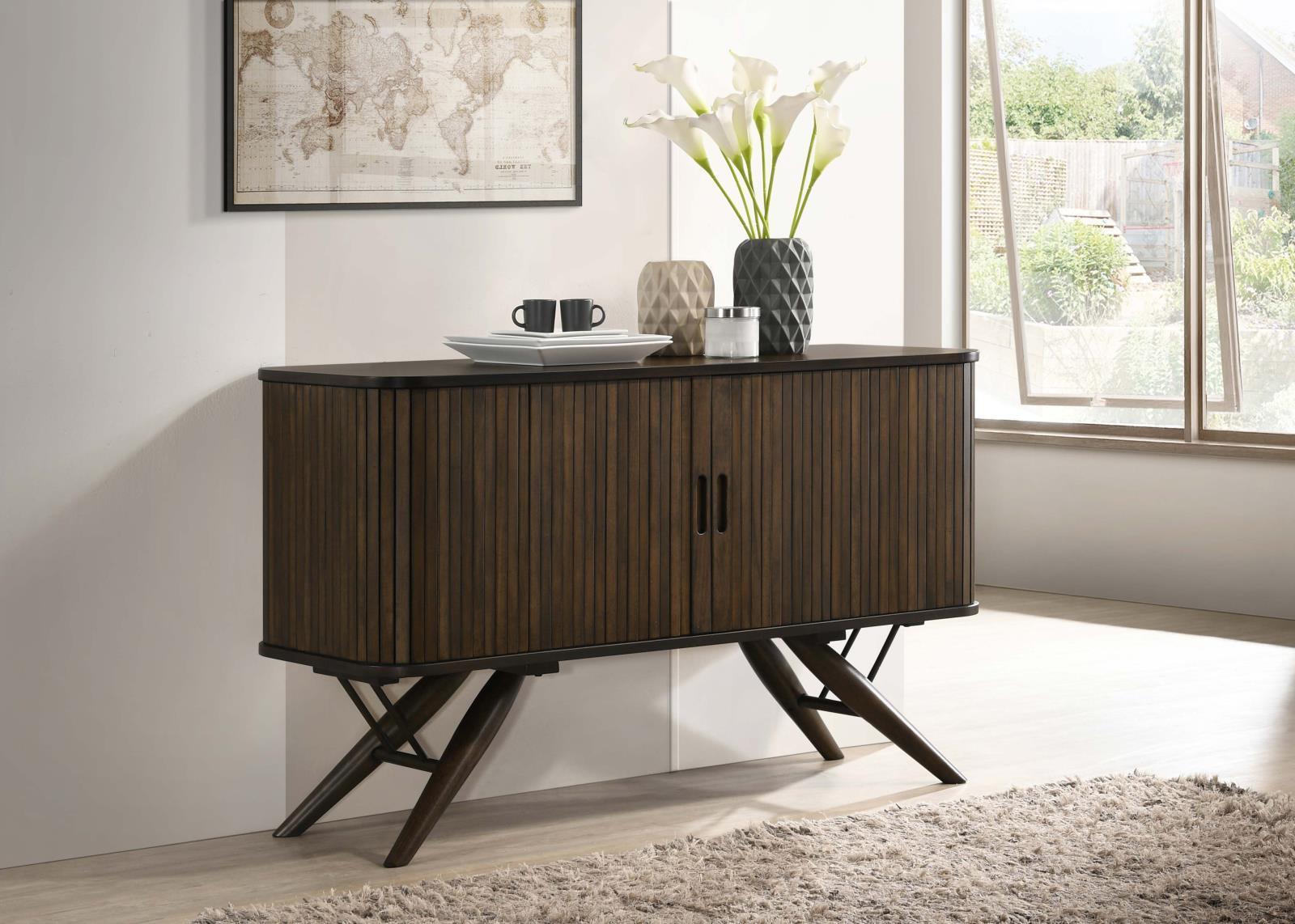 Wes 2-Door Rectangular Server Dark Walnut - Ella Furniture