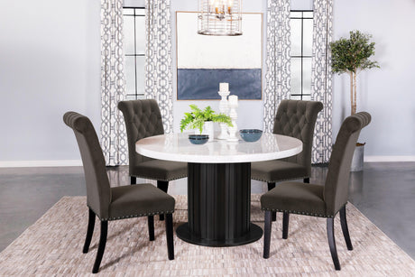 Suzanne Black And White Circular Dining Room Set - Ella Furniture