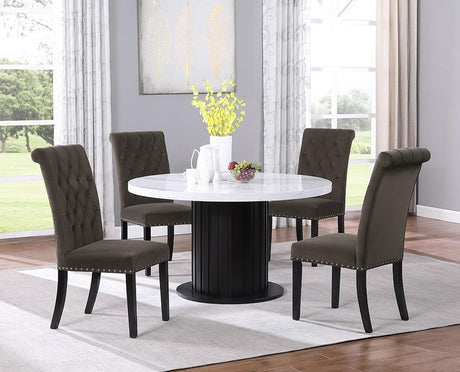 Suzanne Black And White Circular Dining Room Set - Ella Furniture