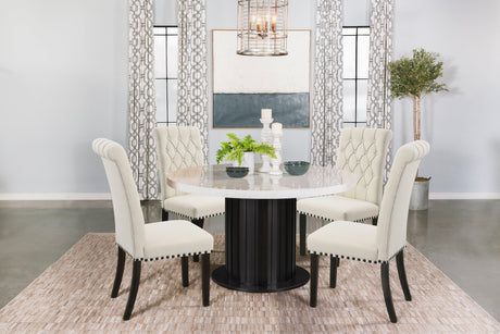 Suzanne Black And White Circular Dining Room Set - Ella Furniture