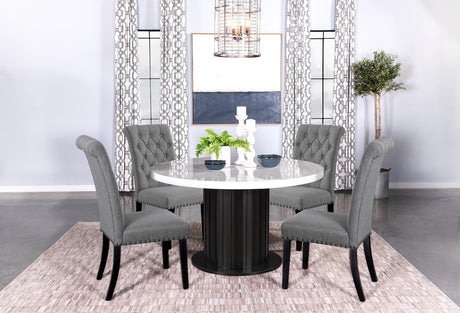 Suzanne Black And White Circular Dining Room Set - Ella Furniture
