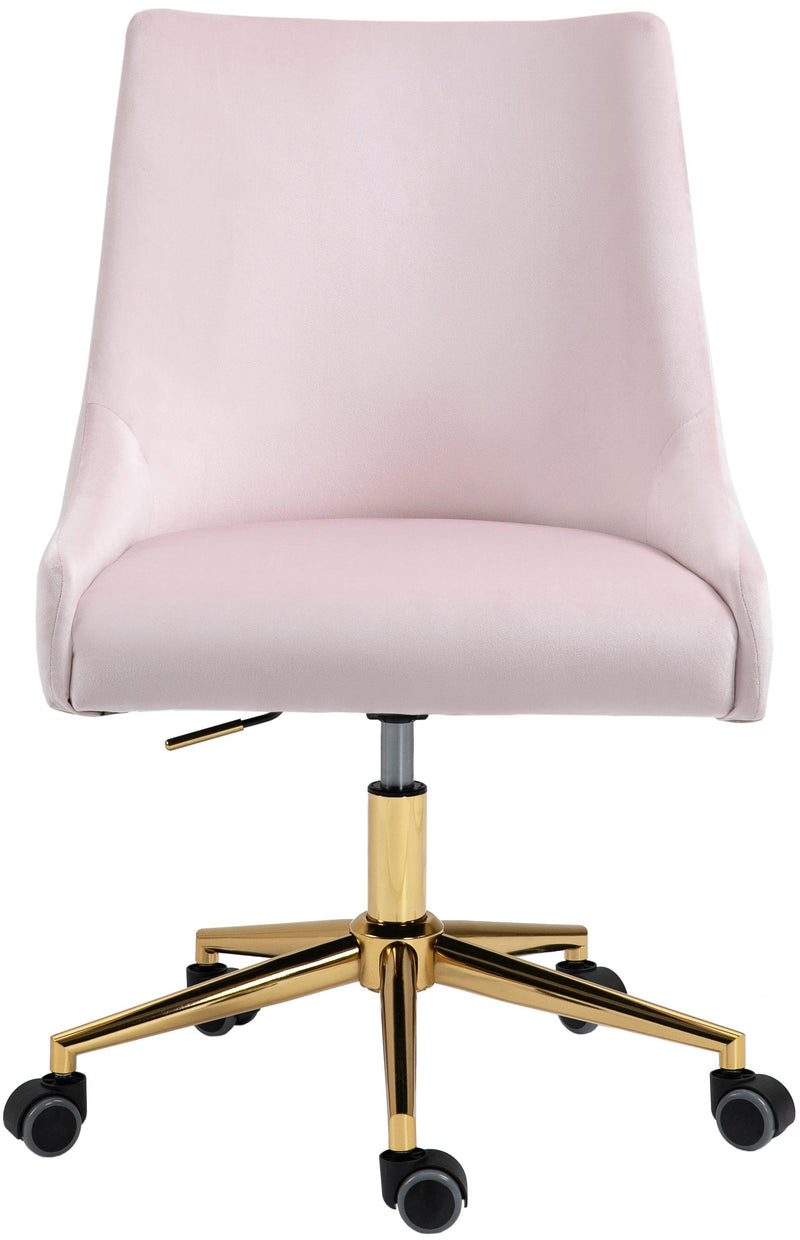 Karina Pink Velvet Office Chair - Ella Furniture