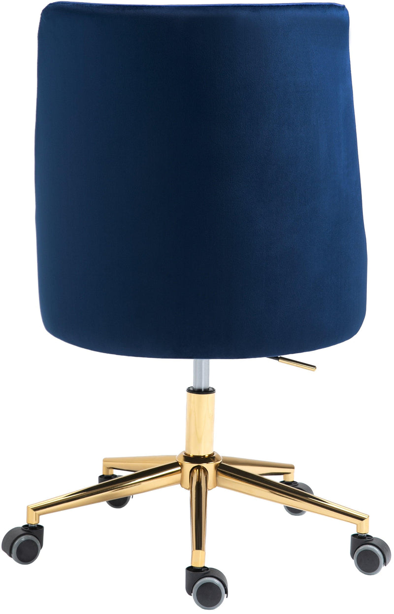 Karina Blue Velvet Office Chair - Ella Furniture