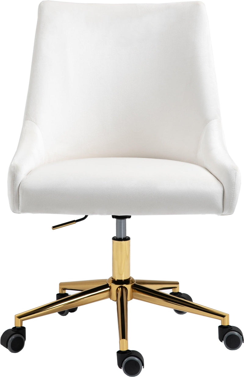 Karina Cream Velvet Office Chair - Ella Furniture