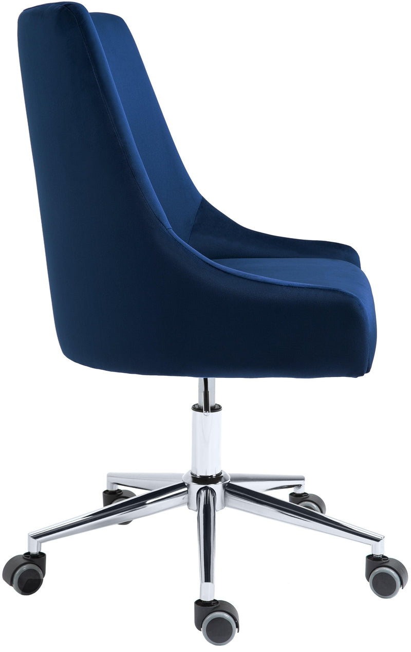 Karina Blue Velvet Office Chair 164Navy - Ella Furniture
