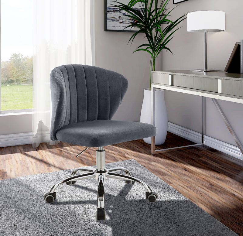 Finley Grey Velvet Office Chair 166Grey - Ella Furniture
